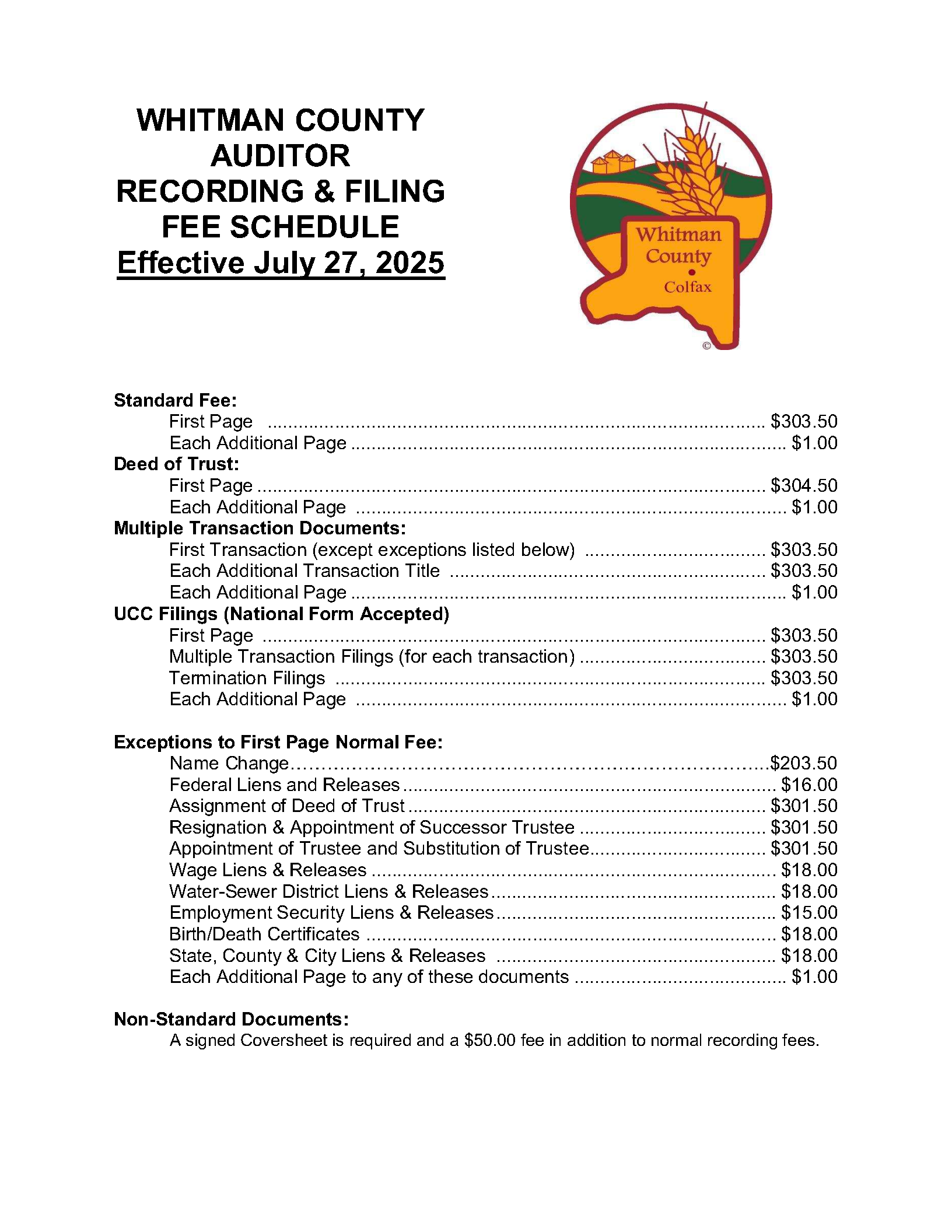 List of recording fees