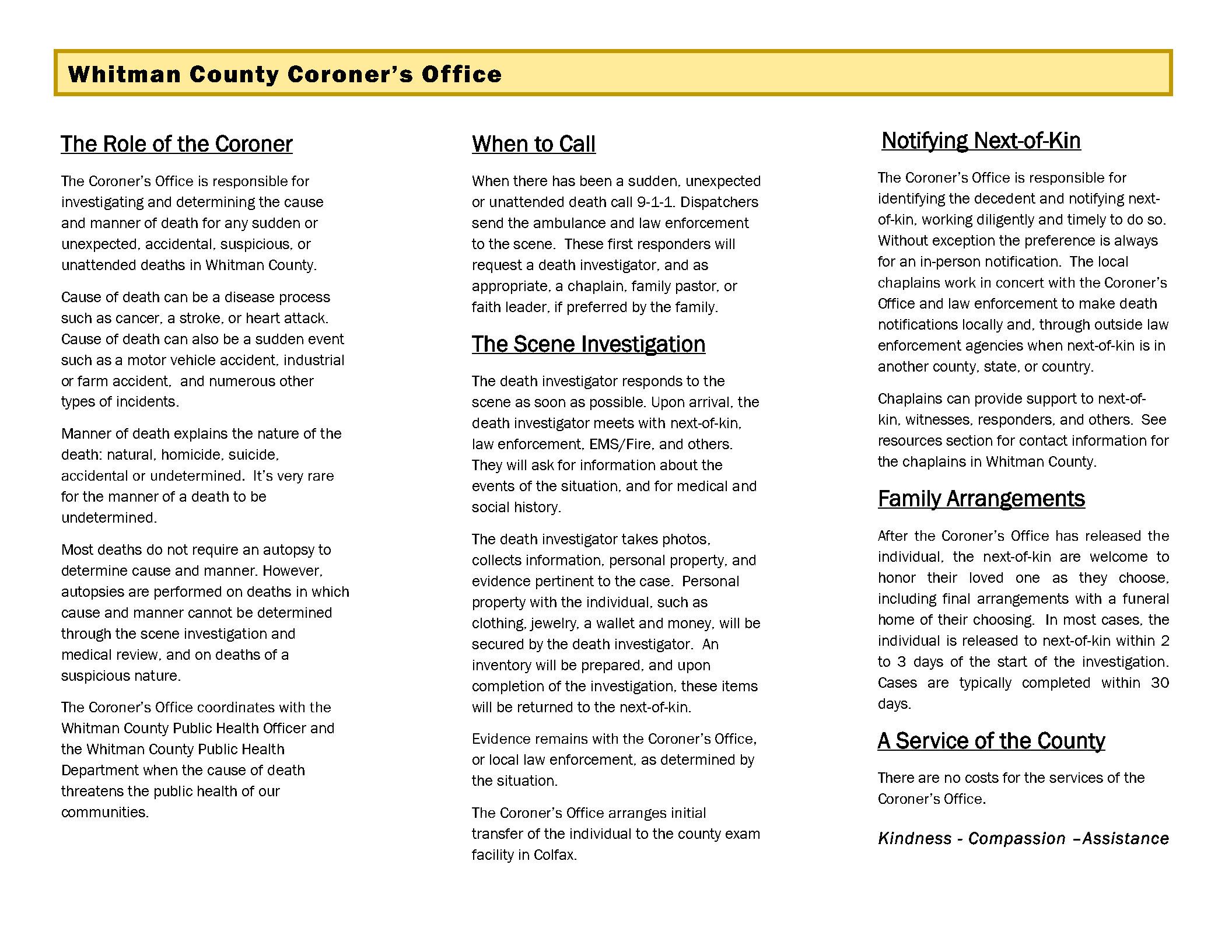 Brochure describing Coroner Office operations 2